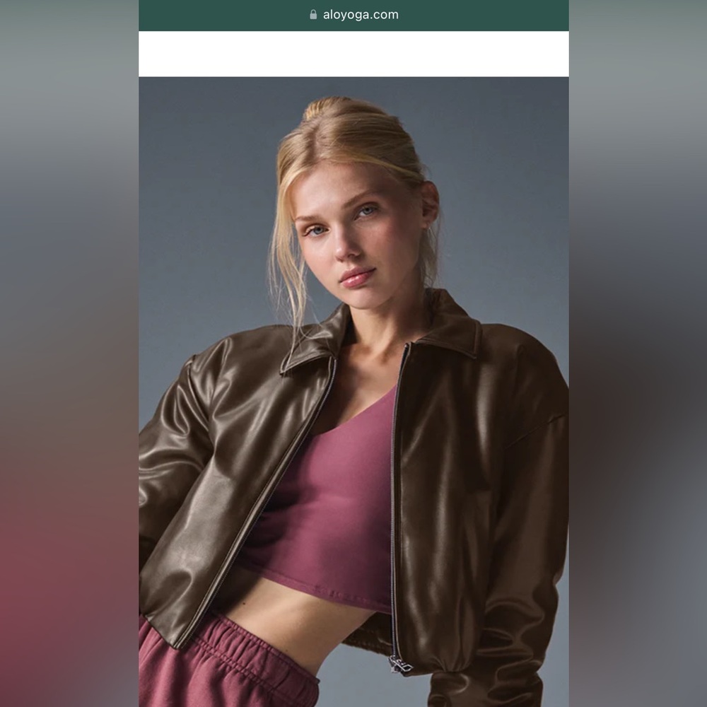 brown Faux Leather Premier Bomber jacket